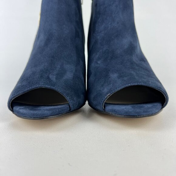 Marc Fisher Womens Serenity Peep Toe Booties Blue Suede Zip Detail size 10W Wide - Picture 6 of 16